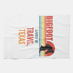 Bigfoot Sighting In Travis Texas Kitchen Towel