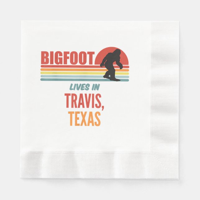 Bigfoot Sighting In Travis Texas  Napkin (Front)
