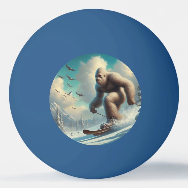 Bigfoot Skiing Ping Pong Ball (Front)