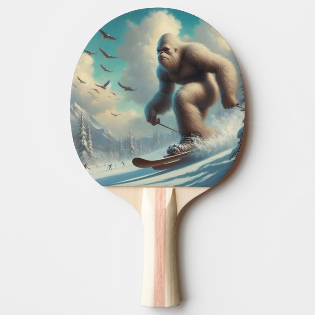 Bigfoot Skiing Ping Pong Paddle (Front)