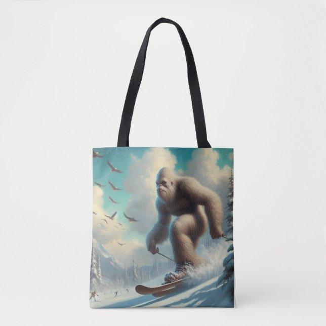 Bigfoot Skiing Tote Bag (Front)