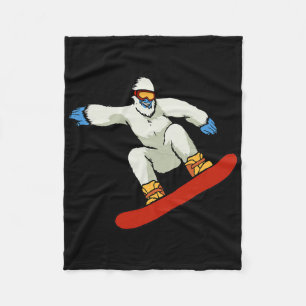 Bigfoot Snowboard Sasquatch Skiing Snow Mountain F Fleece Blanket