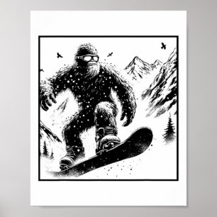 Bigfoot Snowboarder - Funny Sasquatch Snowboarding Poster