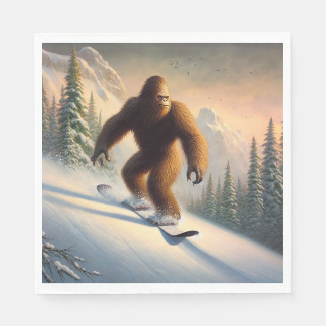 Bigfoot Snowboarding Napkin (Front)
