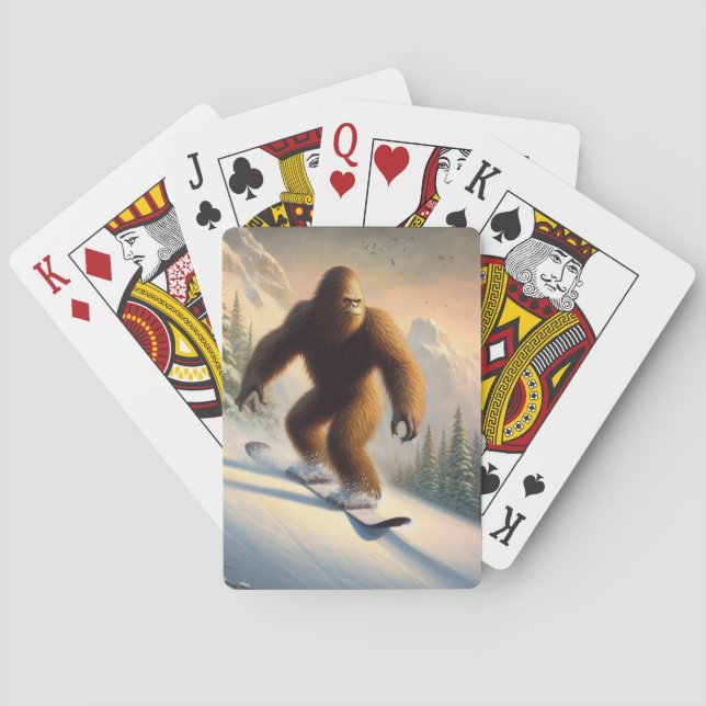 Bigfoot Snowboarding Playing Cards (Back)
