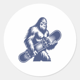 Bigfoot Snowboarding Shirt Snowboarder Sasquatch S Classic Round Sticker