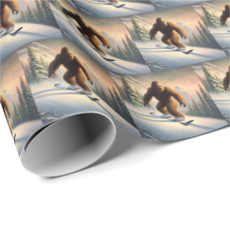 Bigfoot Snowboarding Wrapping Paper