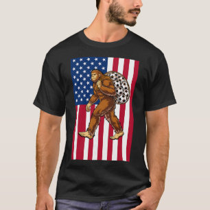 Bigfoot Soccer Usa Flag Funny Patriotic Sasquatch T-Shirt