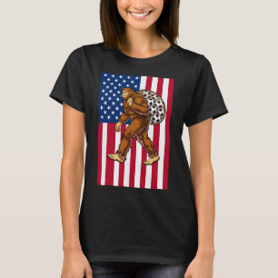 Bigfoot Soccer Usa Flag Funny Patriotic Sasquatch T-Shirt