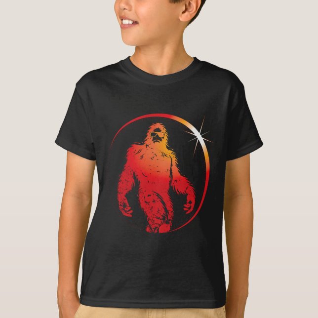 Bigfoot Solar Eclipse Funny Sasquatch Total Eclips T-Shirt (Front)