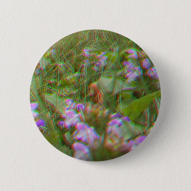 Bigfoot Spotted Among the Flowers Button (Front)