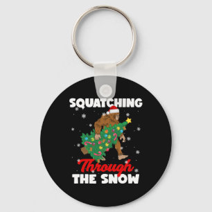 Bigfoot Squatching Through The Snow Sasquatch Chri Keychain