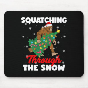 Bigfoot Squatching Through The Snow Sasquatch Chri Mouse Pad