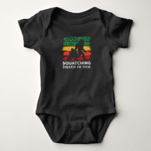 Bigfoot Squatching Through The Snow Yeti Baby Bodysuit