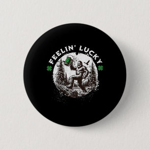 Bigfoot St Patricks Day Sasquatch Shamrocks Lucky 2 Inch Round Button