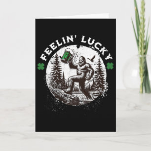 Bigfoot St Patricks Day Sasquatch Shamrocks Lucky  Card