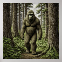 Bigfoot standing in Trees AI art