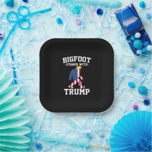 Bigfoot Stands With Trump 2024 Elections Paper Plate
