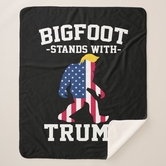 Bigfoot Stands With Trump 2024 Elections Sherpa Blanket (Front)