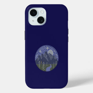 Bigfoot Starry Night Walk Cryptid Folk Art iPhone 15 Case