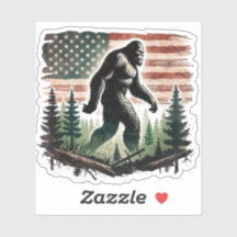 Bigfoot Sticker - American Flag Patriot
