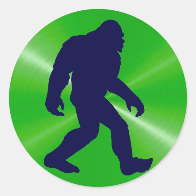 Bigfoot Sticker, Lime green and black Classic Round Sticker (Front)