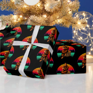 Bigfoot Sunset Coffee Break Funny Sasquatch Wrapping Paper