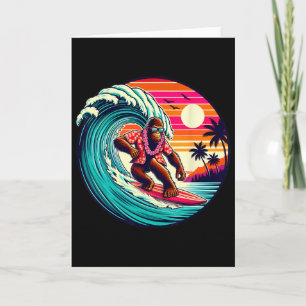 Bigfoot Surfboard Beach Summer Surfing Sasquatch H Card