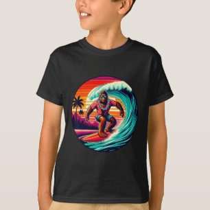 Bigfoot Surfboard Beach Summer Surfing Sasquatch H T-Shirt