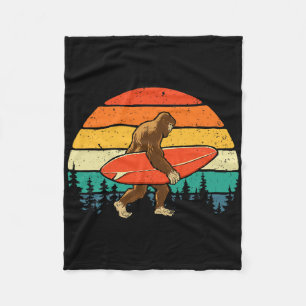 Bigfoot Surfer - Retro Surfingboard Surfing Beach  Fleece Blanket
