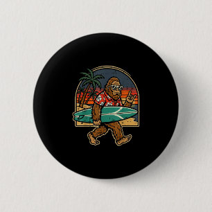 Bigfoot surfer rock hand sasquatch rocker men boys 2 inch round button