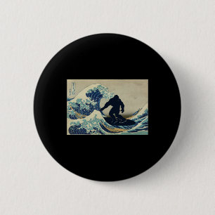 Bigfoot Surfing Great Wave Off Kanagawa 2 Inch Round Button