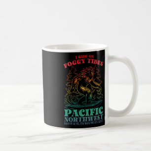 Bigfoot Surfing I Ride On Foggy Tides Pacific Nort Coffee Mug