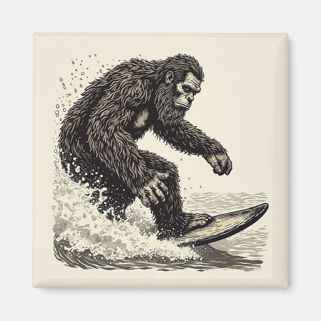 Bigfoot Surfing Magnet (Front)