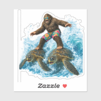 Bigfoot Surfing on Two Sea Turtles