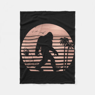 Bigfoot Surfing Shirt Funny Summer Apparel Tee Ros Fleece Blanket
