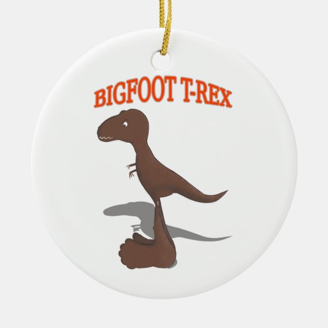 Bigfoot T-Rex Drawing Ceramic Ornament (Front)