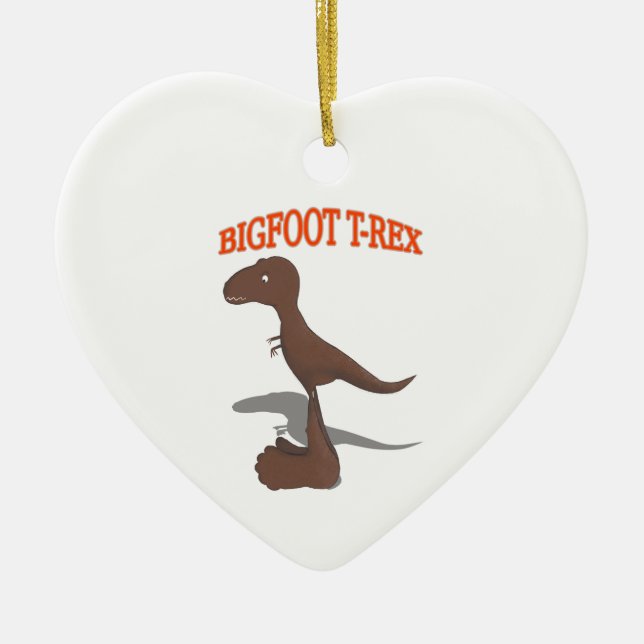 Bigfoot T-Rex Drawing Ceramic Ornament (Front)