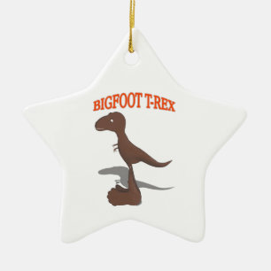 Bigfoot T-Rex Drawing Ceramic Ornament