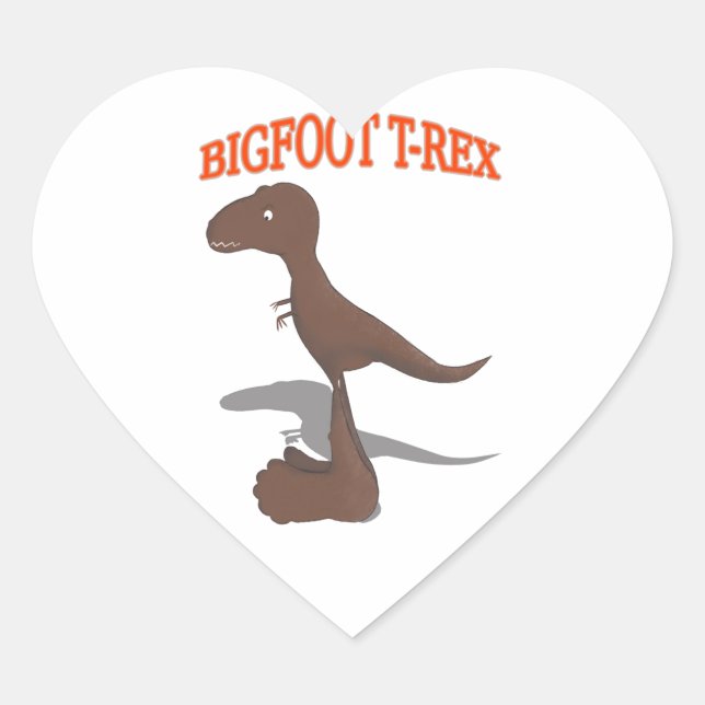 Bigfoot T-Rex Drawing Heart Sticker (Front)