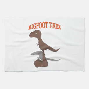 Bigfoot T-Rex Drawing Kitchen Towel