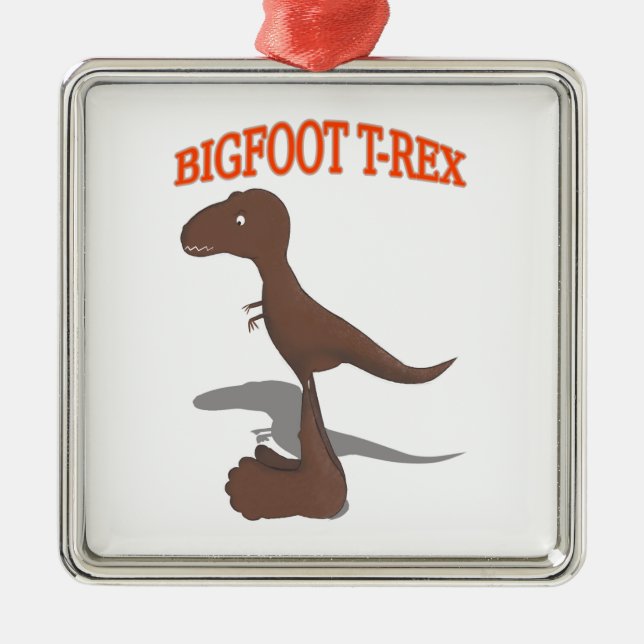 Bigfoot T-Rex Drawing Metal Ornament (Front)