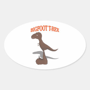 Bigfoot T-Rex Drawing Oval Sticker