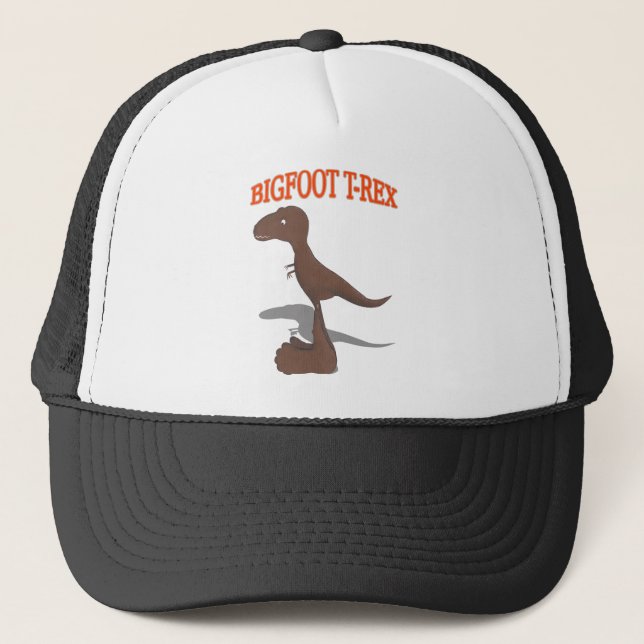 Bigfoot T-Rex Drawing Trucker Hat (Front)