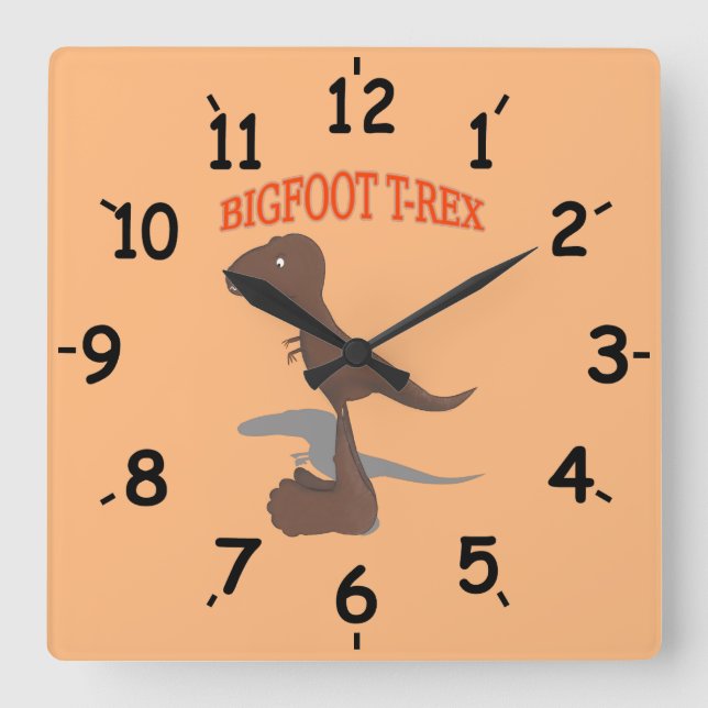 Bigfoot T-Rex Square Wall Clock (Front)