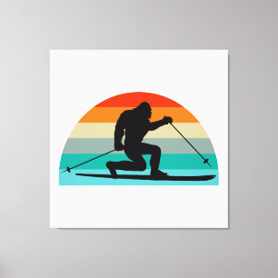 Bigfoot Telemark Skiing Rainbow Canvas Print