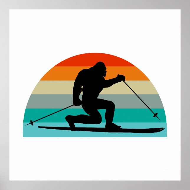Bigfoot Telemark Skiing Rainbow Poster (Front)