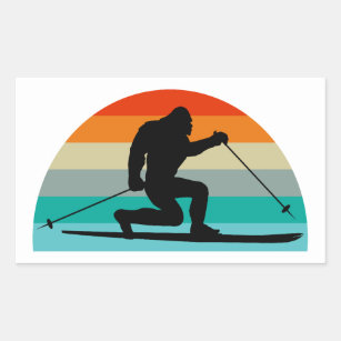 Bigfoot Telemark Skiing Rainbow Sticker