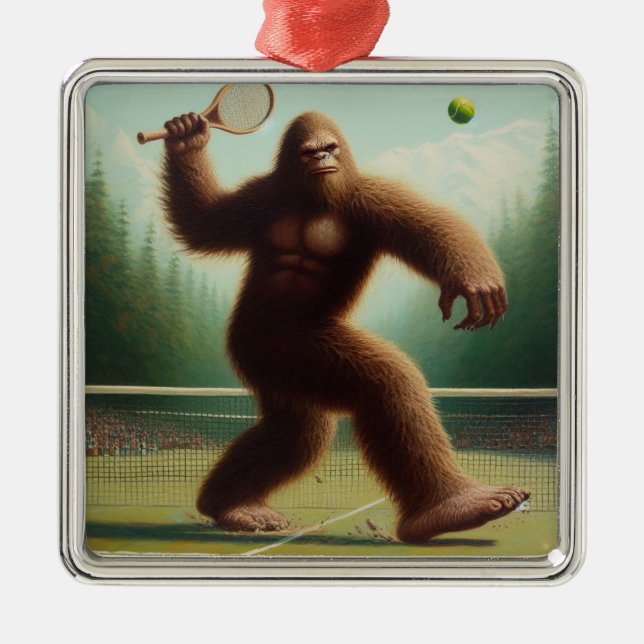 Bigfoot Tennis Metal Ornament (Front)
