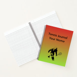 Bigfoot Tennis Player With Text on Red and Yellow Notebook